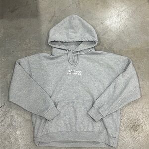 Gray Hoodie with Embroidered Text